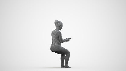 photogrammetry 3D woman sport, realistic human model archviz FBX, wireframe side view