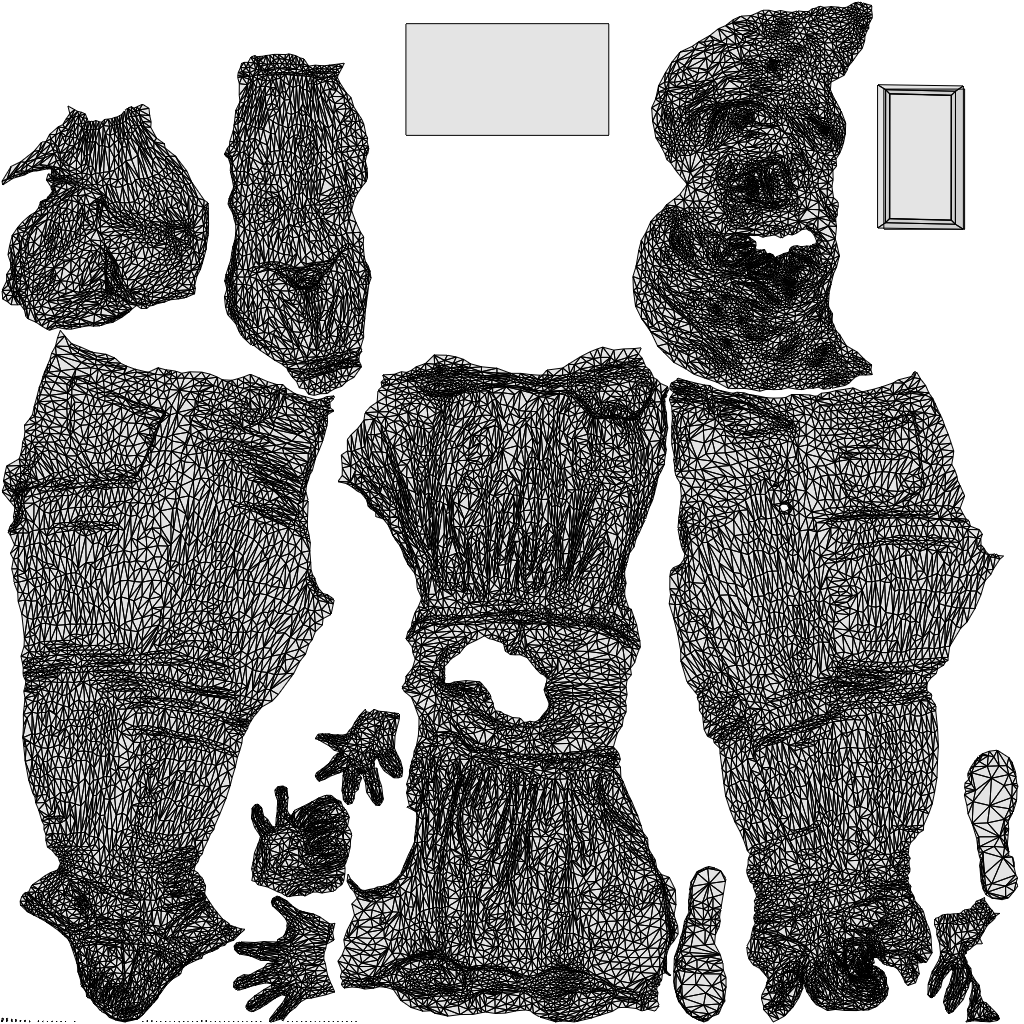 realistic 3D woman casual walking, scanned archviz people for Blender and 3ds Max, wireframe top-down view