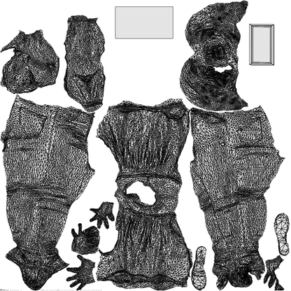 realistic 3D woman casual walking, scanned archviz people for Blender and 3ds Max, wireframe top-down view