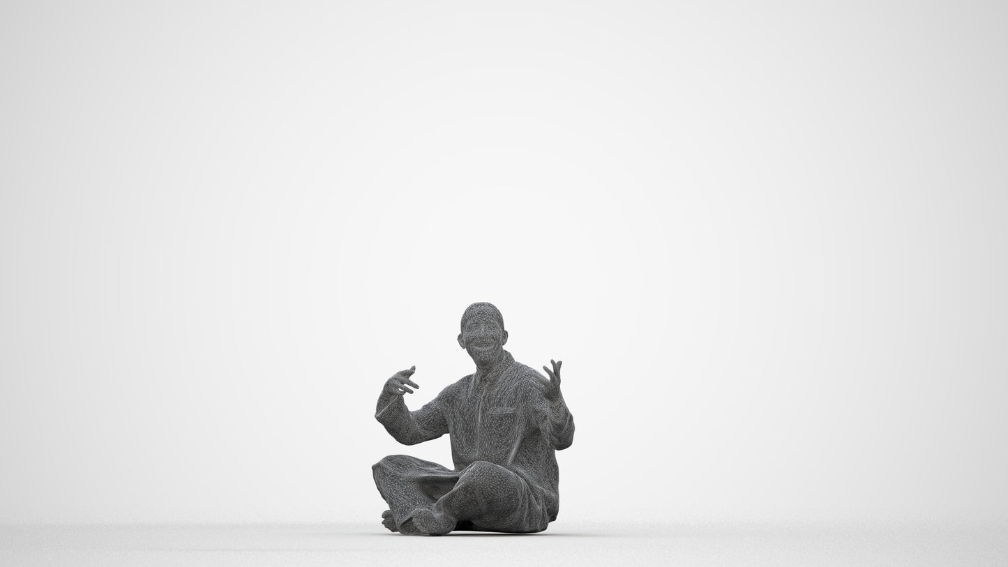 realistic 3D people man sitting, render-ready for V-Ray and Corona, FBX OBJ, wireframe back view