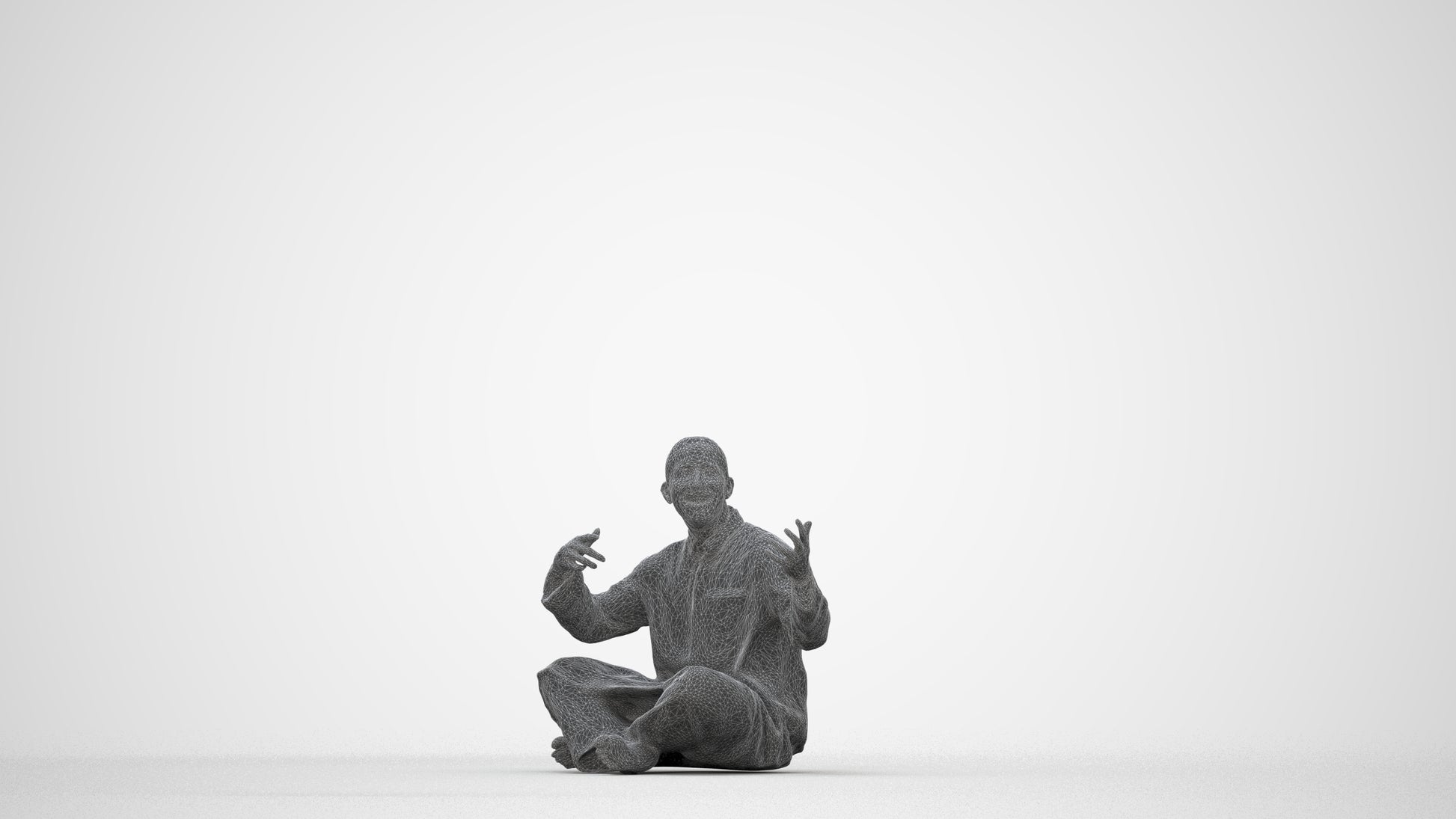 realistic 3D people man sitting, render-ready for V-Ray and Corona, FBX OBJ, wireframe back view