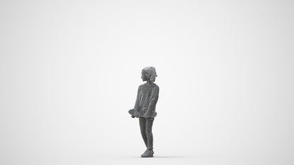 3D people model girl casual kids, scanned human for 3ds Max rendering, square thumbnail