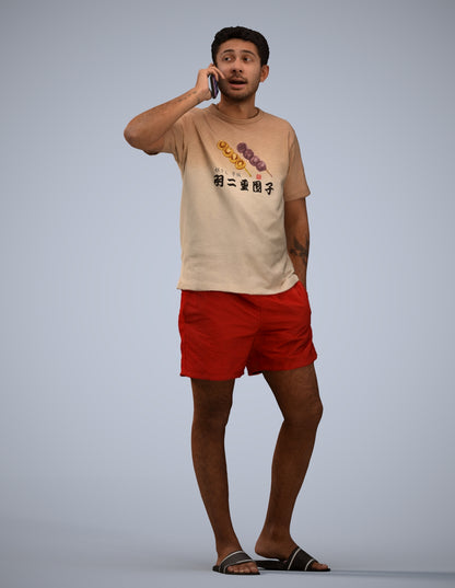 3D people model man casual standing, scanned human for 3ds Max rendering