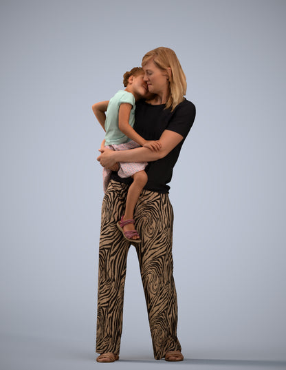 realistic 3D human girl casual kids, archviz people FBX OBJ for Blender