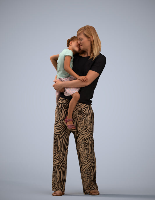 realistic 3D human girl casual kids, archviz people FBX OBJ for Blender