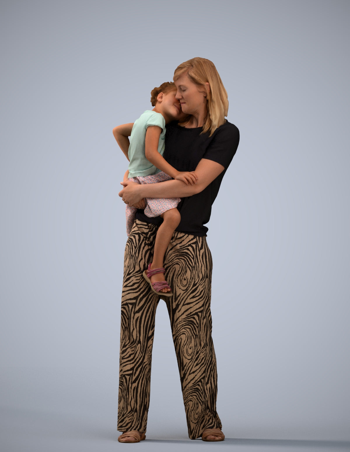 realistic 3D human girl casual kids, archviz people FBX OBJ for Blender