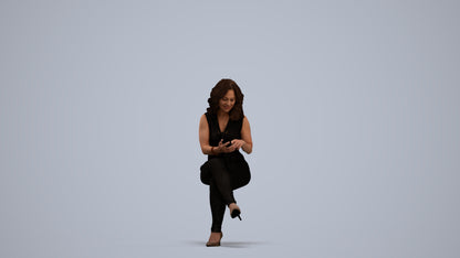 photogrammetry 3D woman casual sitting, realistic human model archviz FBX, standing pose render