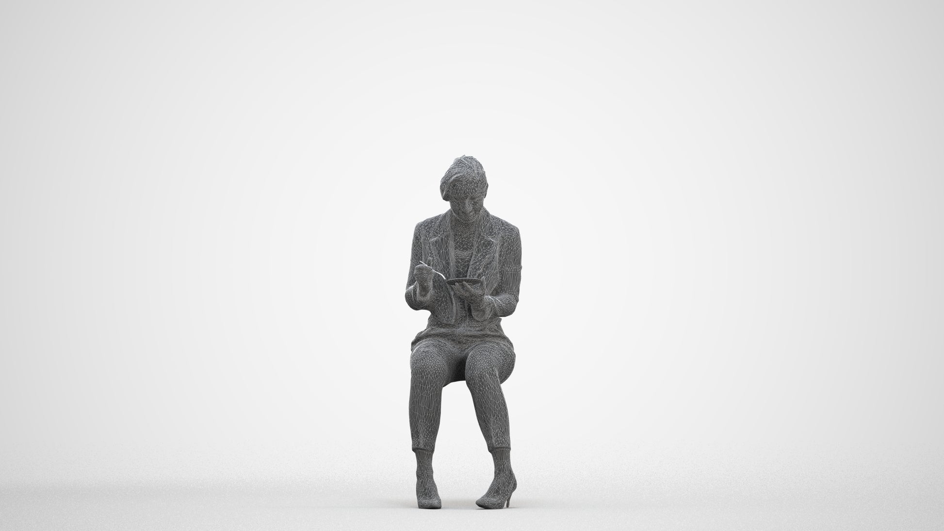 scanned 3D woman formal business, photogrammetry people for Enscape and V-Ray, three-quarter front view render