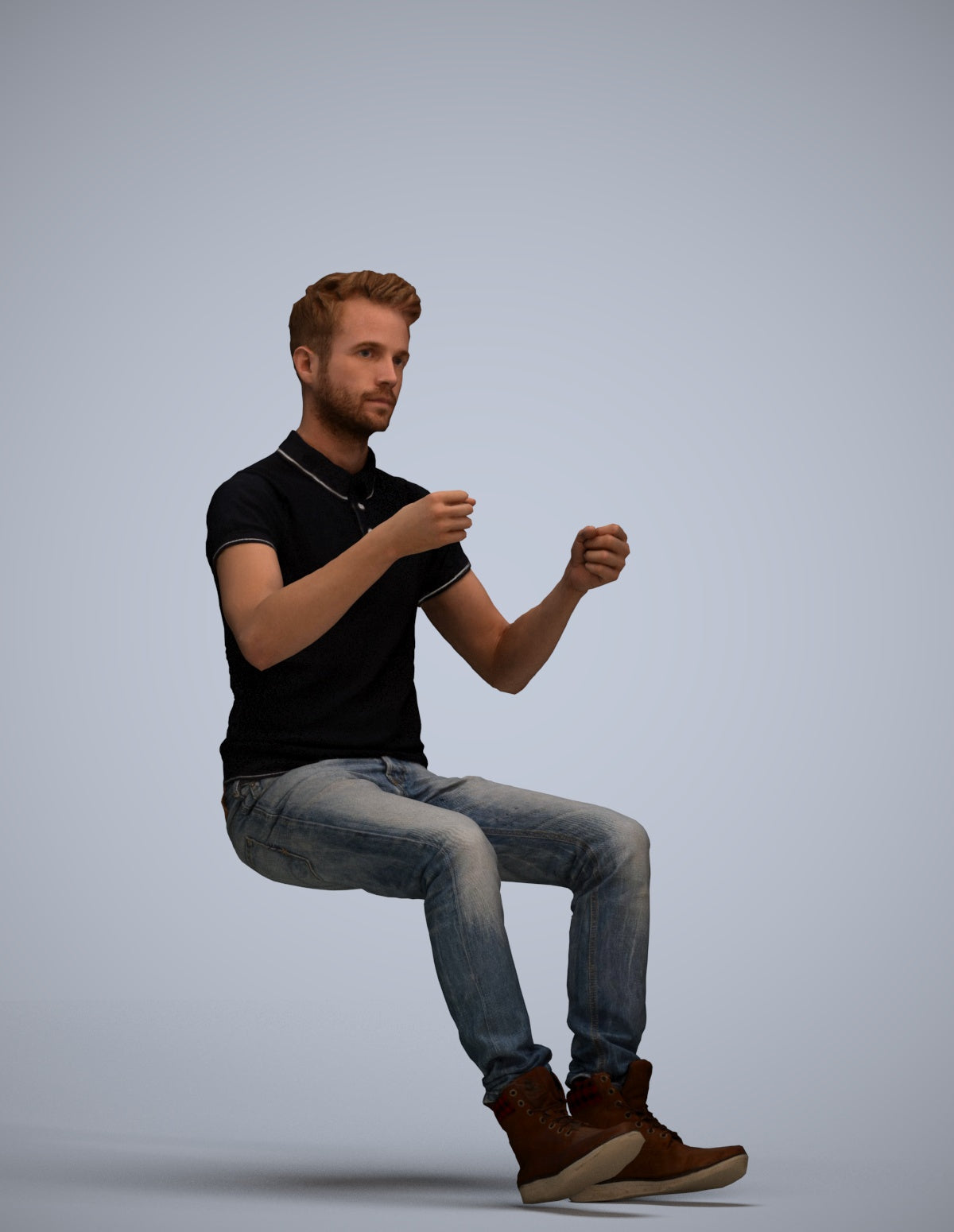 realistic 3D human man casual driving, archviz people FBX OBJ for Blender