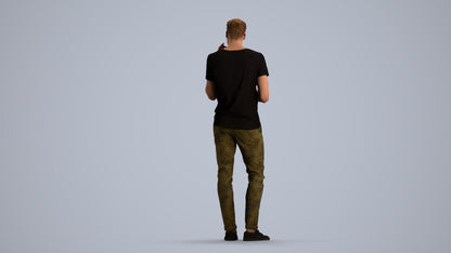 3D people model man casual standing, scanned human for 3ds Max rendering, front view render