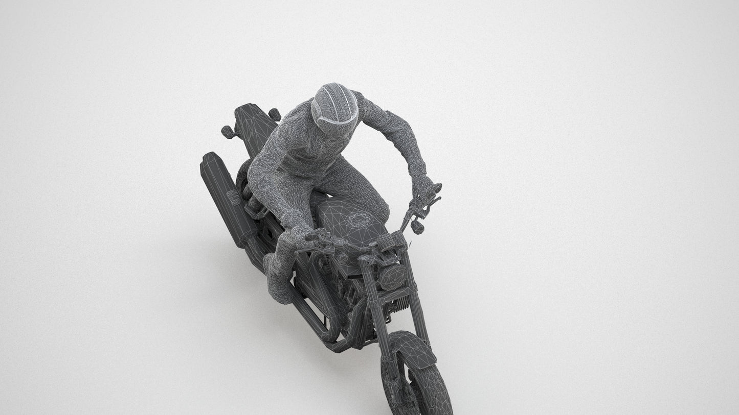 3D people model man casual cycling, scanned human for 3ds Max rendering, wireframe three-quarter view