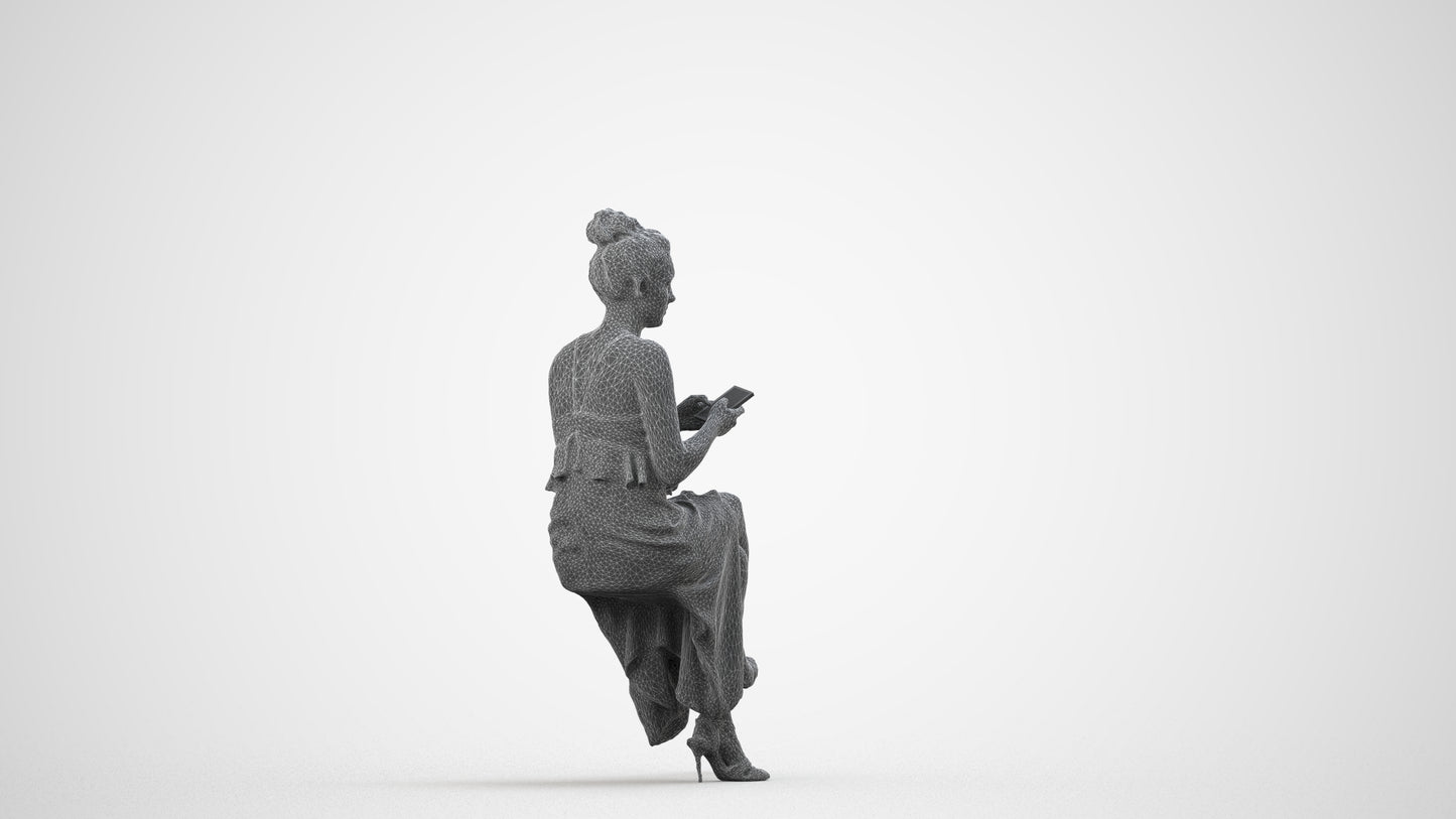 realistic 3D people woman formal formalaffairs, render-ready for V-Ray and Corona, FBX OBJ, wireframe side view