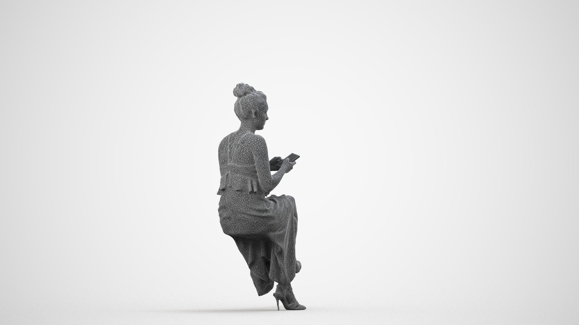 realistic 3D people woman formal formalaffairs, render-ready for V-Ray and Corona, FBX OBJ, wireframe side view