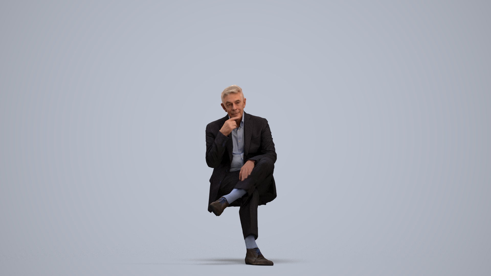 3D scanned senior man business, photorealistic archviz people for Enscape and SketchUp, standing pose render