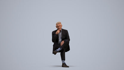 3D scanned senior man business, photorealistic archviz people for Enscape and SketchUp, standing pose render