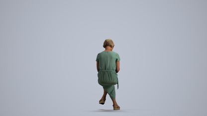 photogrammetry 3D senior woman casual sitting, realistic human model archviz FBX, front view render