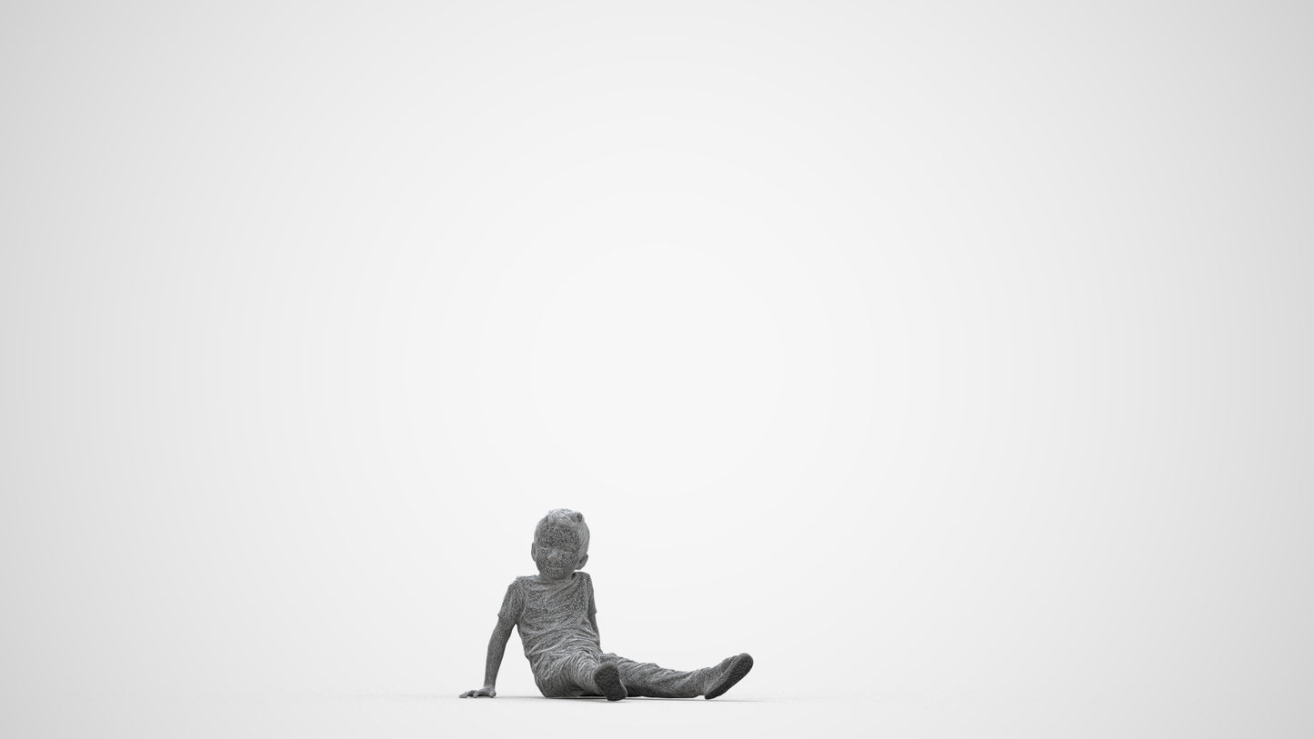 realistic 3D people boy casual kids, render-ready for V-Ray and Corona, FBX OBJ, wireframe back view