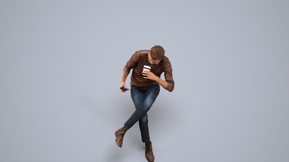 photogrammetry 3D man casual sitting, realistic human model archviz FBX, back view render