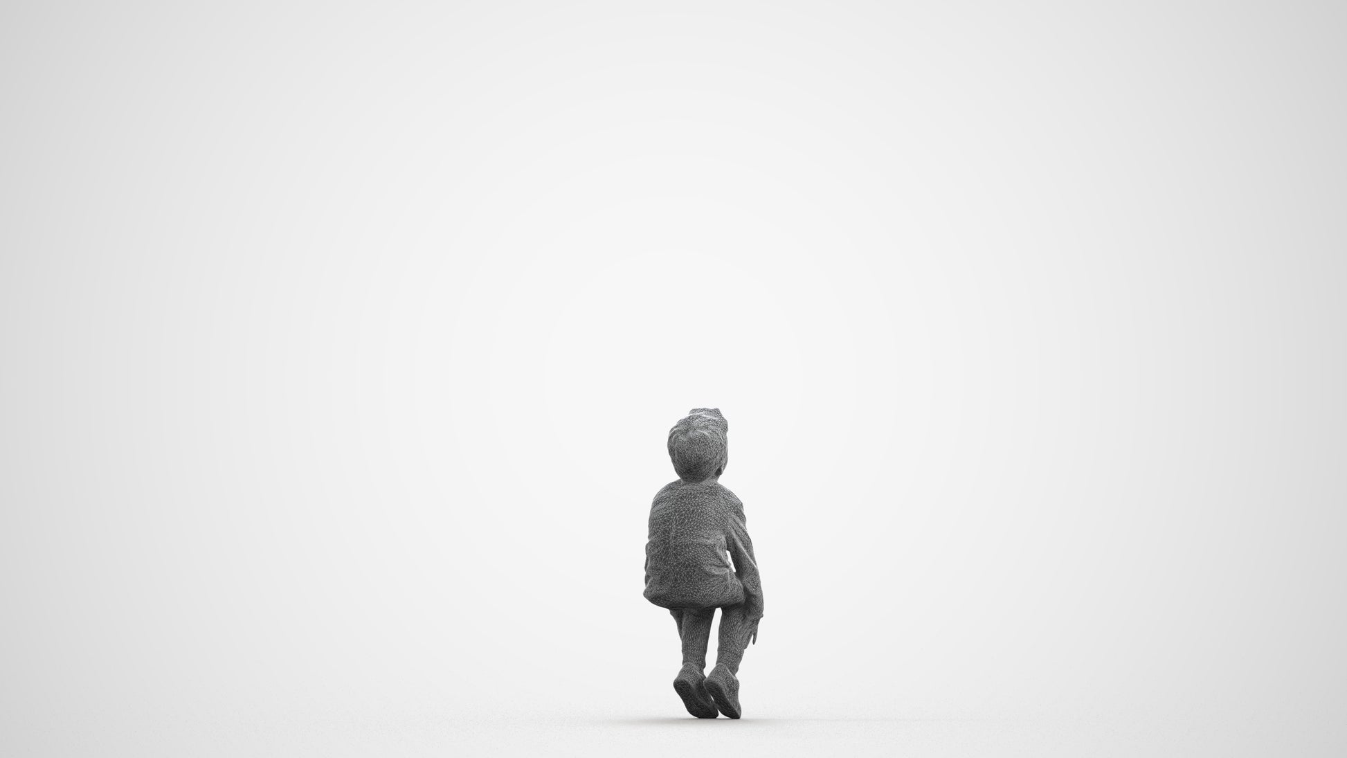 3D human model boy casual kids, photogrammetry scanned person for archviz, wireframe front view