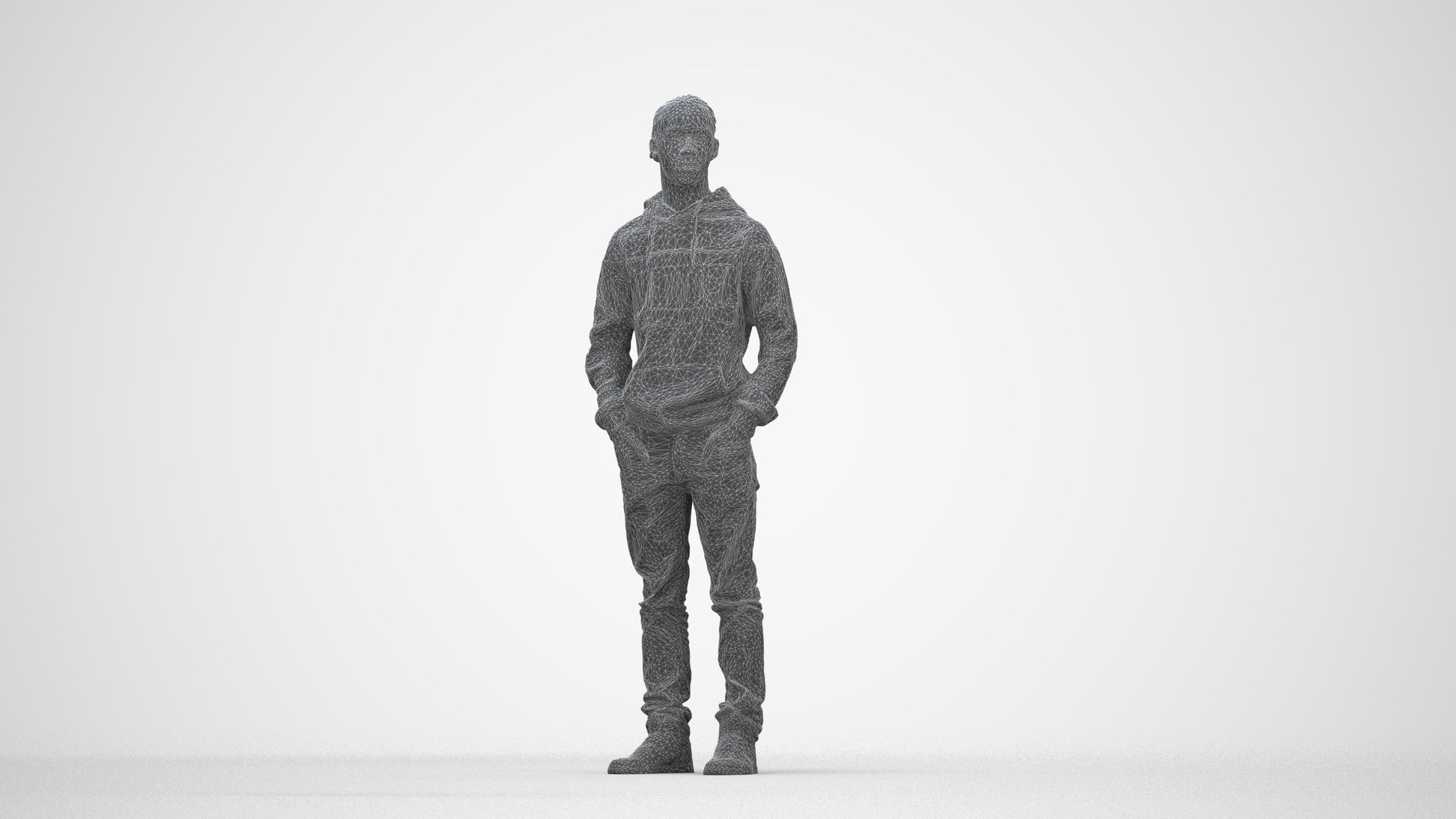 realistic 3D boy casual kids, scanned archviz people for Blender and 3ds Max, wireframe back view
