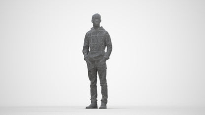 realistic 3D boy casual kids, scanned archviz people for Blender and 3ds Max, wireframe back view
