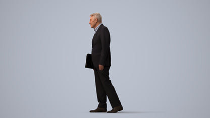 realistic 3D senior man business, scanned archviz people for Blender and 3ds Max, three-quarter view render