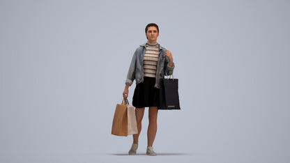 realistic 3D human woman casual walking, archviz people FBX OBJ for Blender, standing pose render