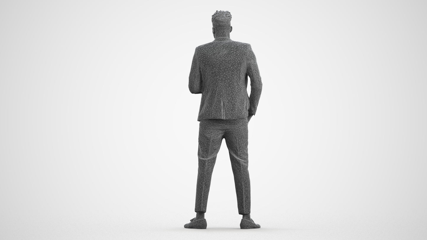 realistic 3D people man formal formalaffairs, render-ready for V-Ray and Corona, FBX OBJ, wireframe front view