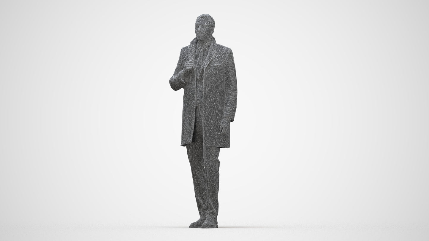 photogrammetry 3D man business, realistic human model archviz FBX, wireframe back view