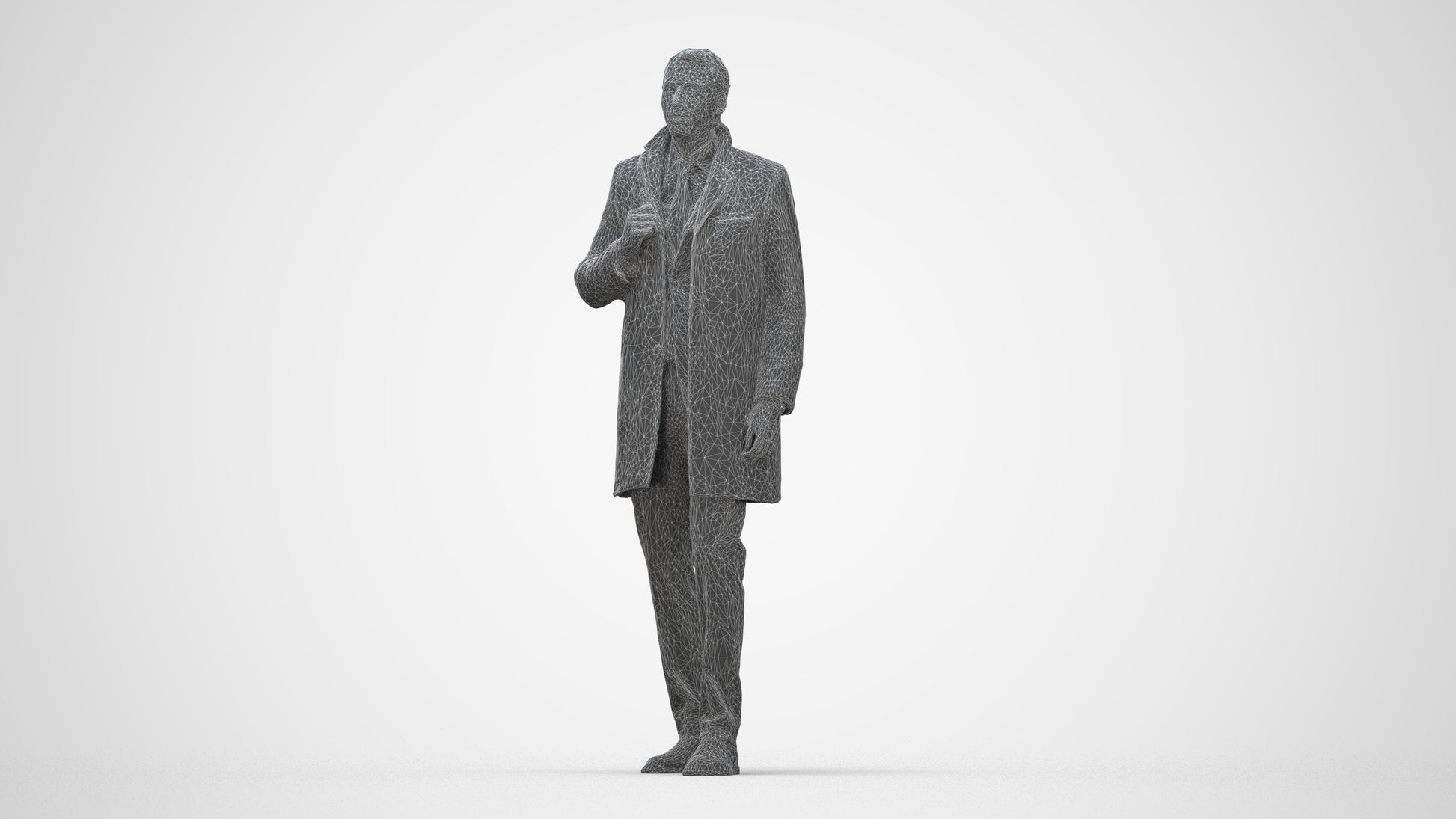 photogrammetry 3D man business, realistic human model archviz FBX, wireframe back view