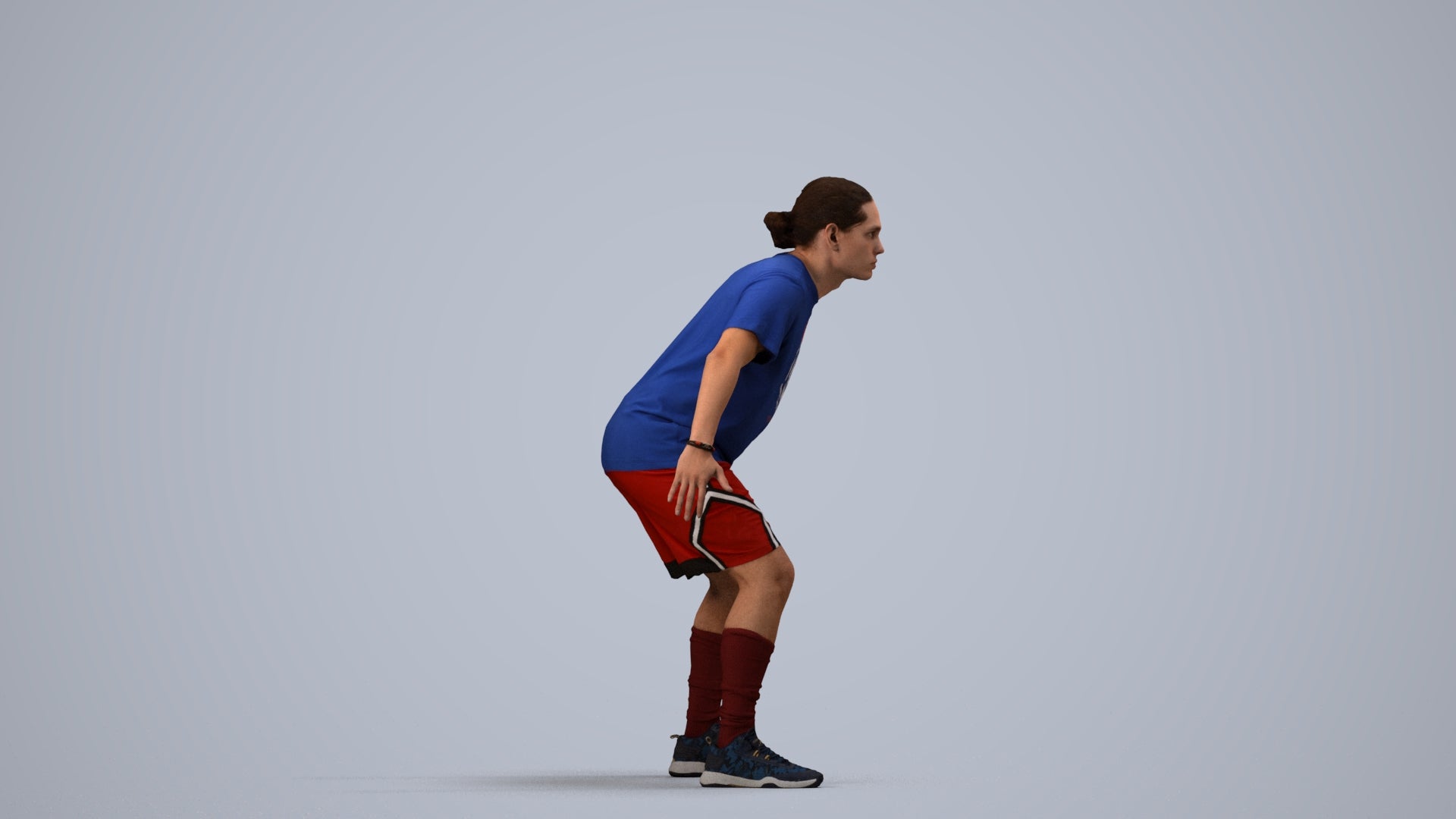 scanned 3D man sport, photogrammetry people for Enscape and V-Ray, side view render