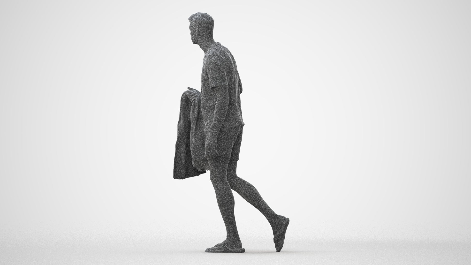 scanned 3D man walking, photogrammetry people for Enscape and V-Ray, square thumbnail