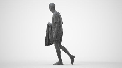 scanned 3D man walking, photogrammetry people for Enscape and V-Ray, square thumbnail