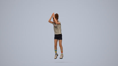realistic 3D human girl casual kids, archviz people FBX OBJ for Blender, top-down view render