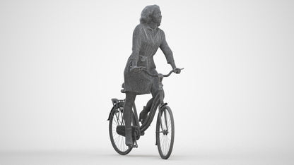 3D people model woman casual cycling, scanned human for 3ds Max rendering, three-quarter front view render