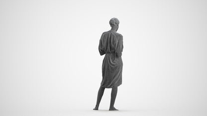 realistic 3D woman casual bathroom, scanned archviz people for Blender and 3ds Max, wireframe front view