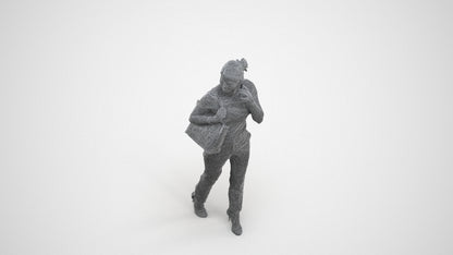 scanned 3D woman business standing, photogrammetry people for Enscape and V-Ray, wireframe three-quarter view