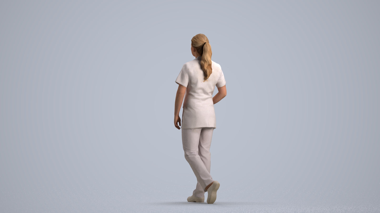 scanned 3D woman standing, photogrammetry people for Enscape and V-Ray, front view render