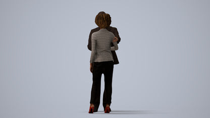 scanned 3D woman business, photogrammetry people for Enscape and V-Ray, three-quarter view render
