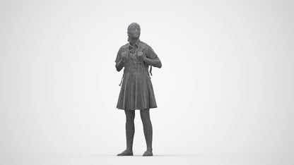 realistic 3D human girl kids, archviz people FBX OBJ for Blender, wireframe back view