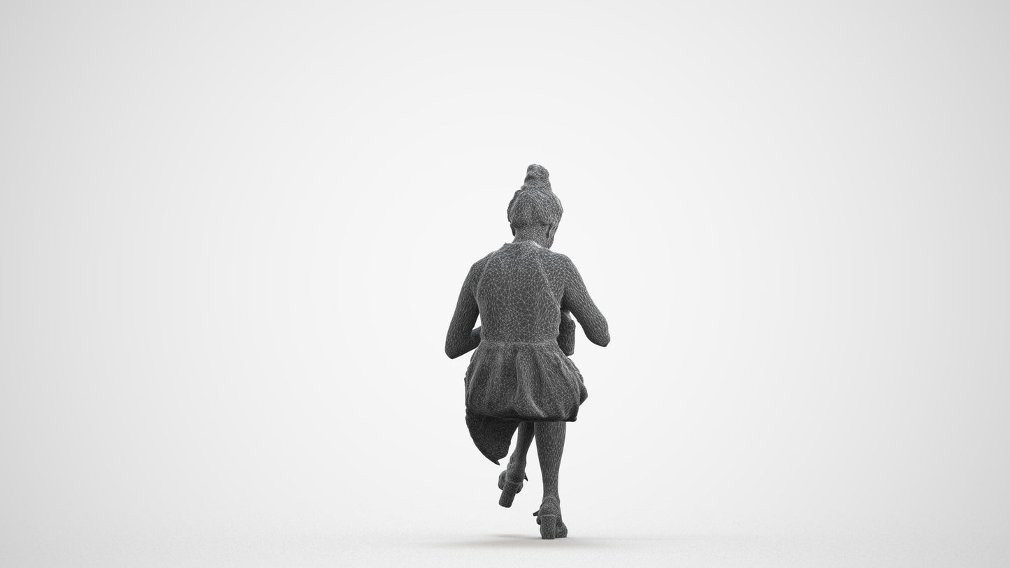 realistic 3D woman formal sitting, scanned archviz people for Blender and 3ds Max, wireframe front view