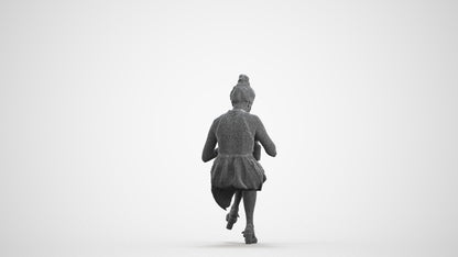 realistic 3D woman formal sitting, scanned archviz people for Blender and 3ds Max, wireframe front view