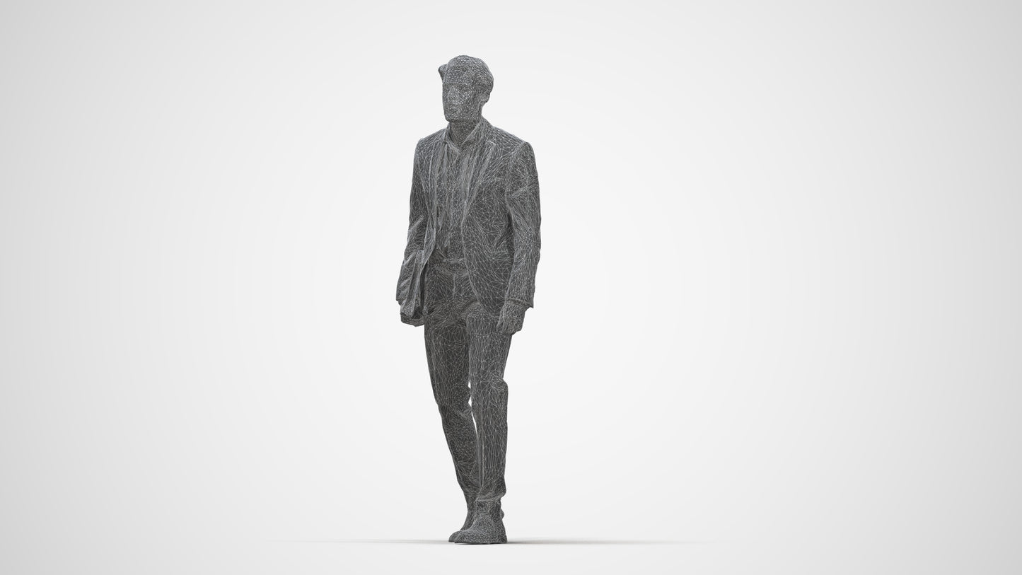 realistic 3D people man business, render-ready for V-Ray and Corona, FBX OBJ, wireframe back view