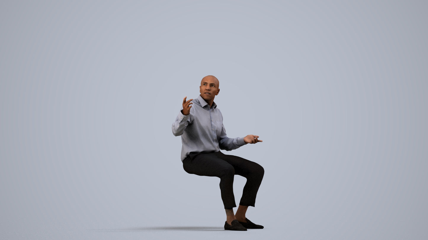 photogrammetry 3D man business, realistic human model archviz FBX, side view render