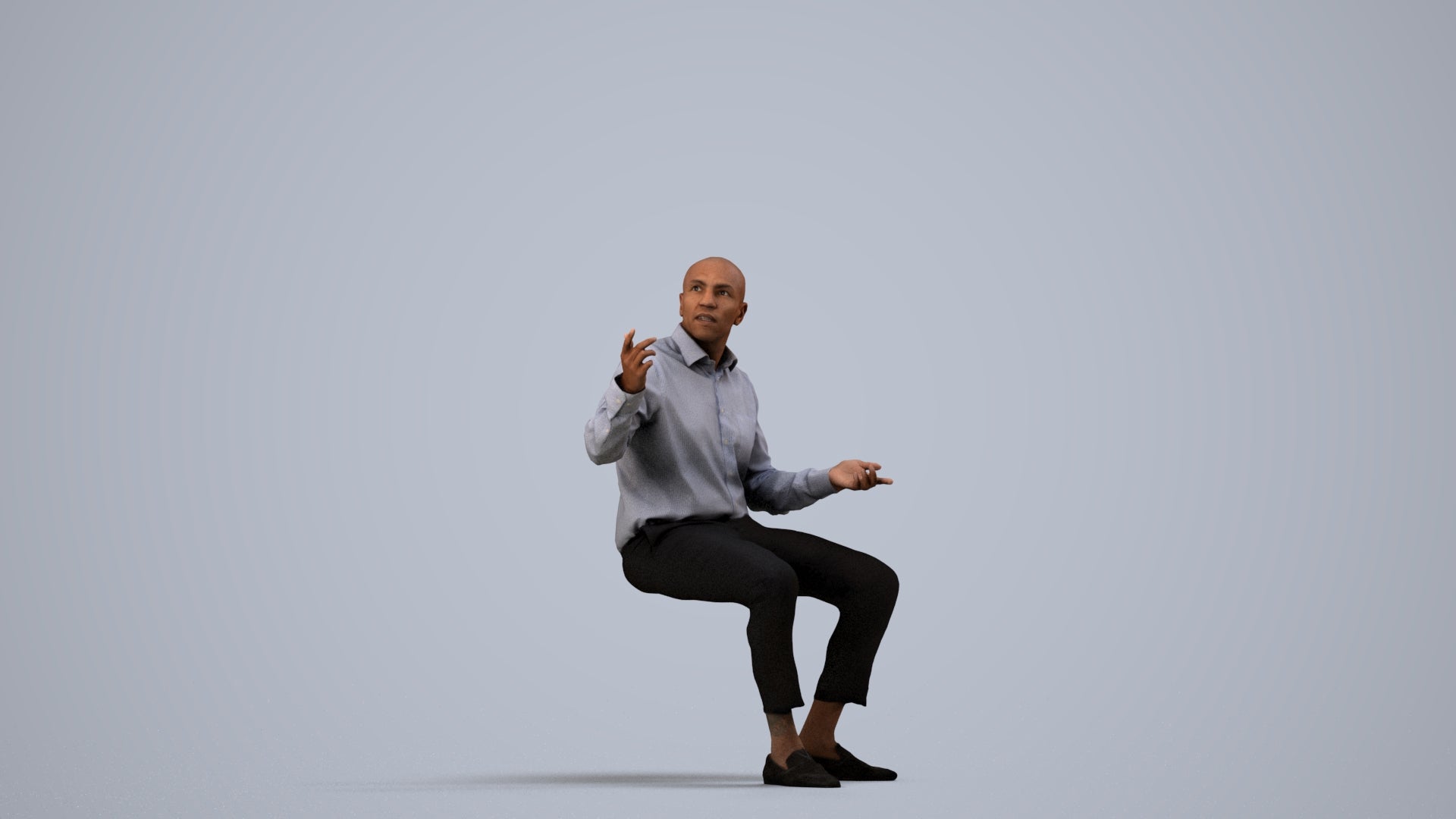 photogrammetry 3D man business, realistic human model archviz FBX, side view render