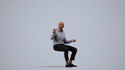 photogrammetry 3D man business, realistic human model archviz FBX, side view render