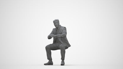 3D people model man business, scanned human for 3ds Max rendering, wireframe back view
