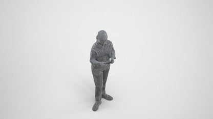 3D scanned girl kids, photorealistic archviz people for Enscape and SketchUp, wireframe three-quarter view