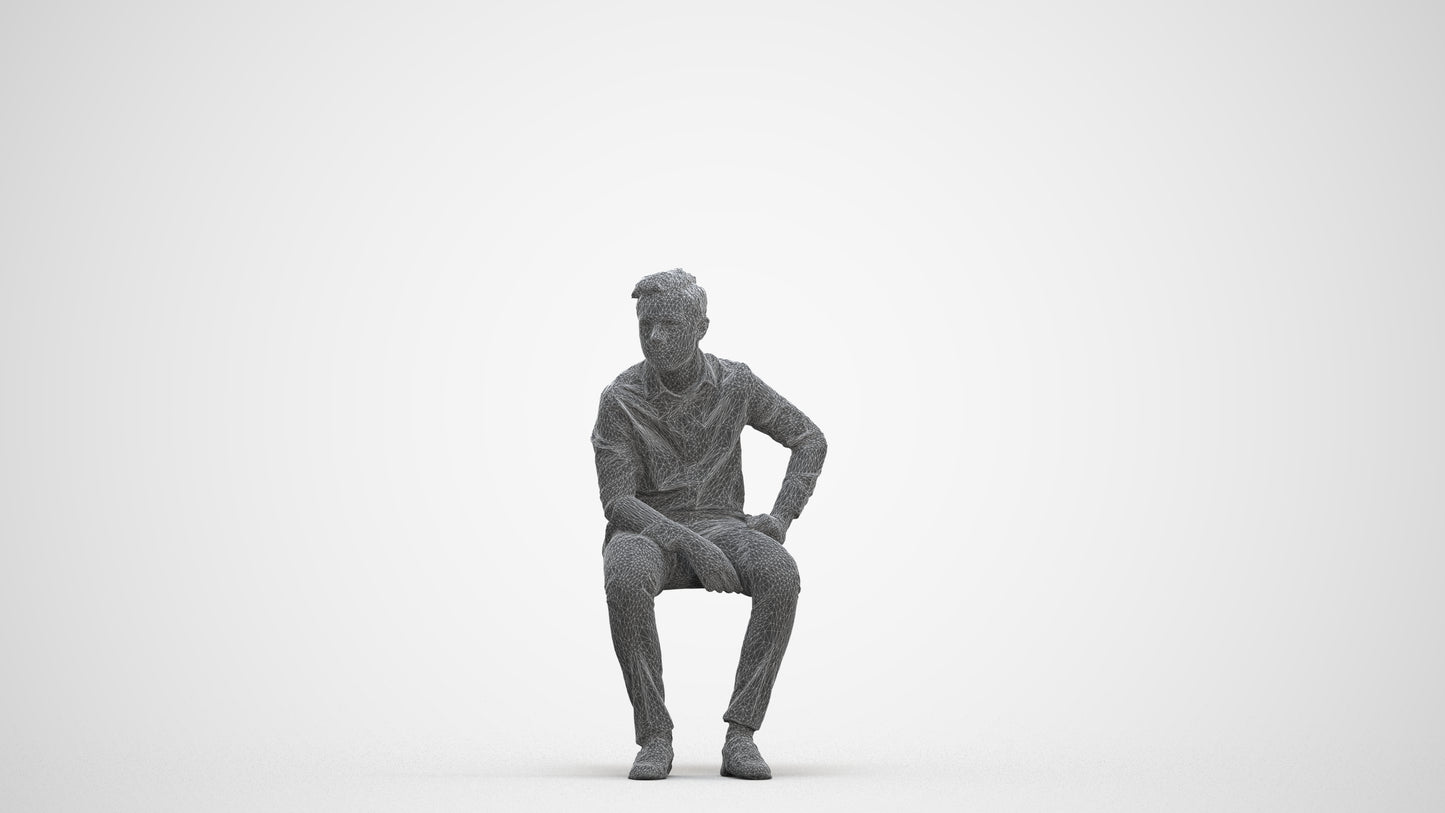 3D scanned boy kids, photorealistic archviz people for Enscape and SketchUp, three-quarter front view render