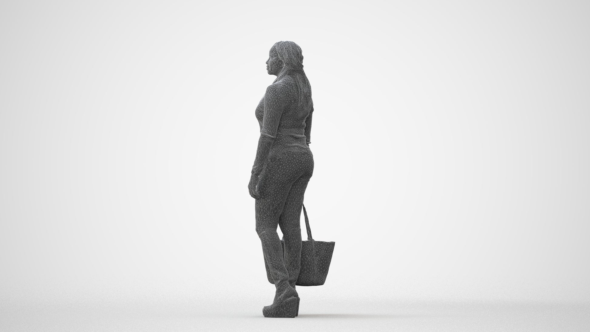 realistic 3D people woman casual standing, render-ready for V-Ray and Corona, FBX OBJ, square thumbnail